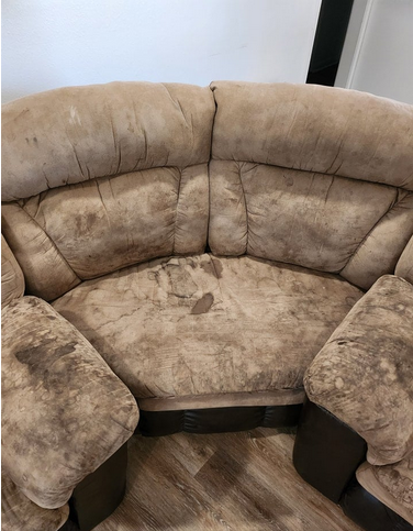 Before upholstery cleaning in Toronto & Scarborough – Just Clean It team